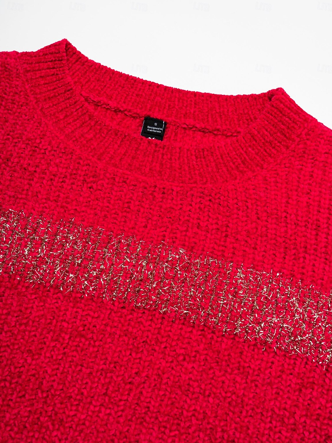 Per donna Felpa Girocollo A coste Maglia Ciniglia Manica normale Autunno inverno Informale Maglia Manica lunga Banda Rosa Rosso S M L del 2025 a $69.99 -P7