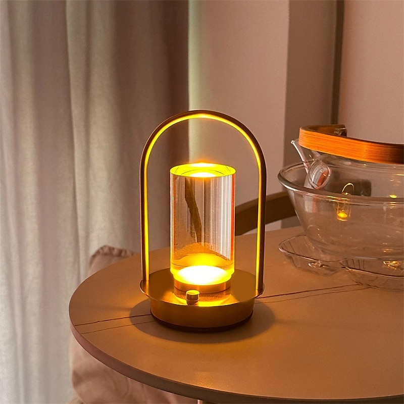 lampada da tavolo ricaricabile usb senza fili dimmerabile tricolore lanterna da comodino luce notturna da tavolo luce d'atmosfera touch per casa hotel campeggio luce tavolo da pranzo illuminazione 1 del 2025 a $43.99 –P1