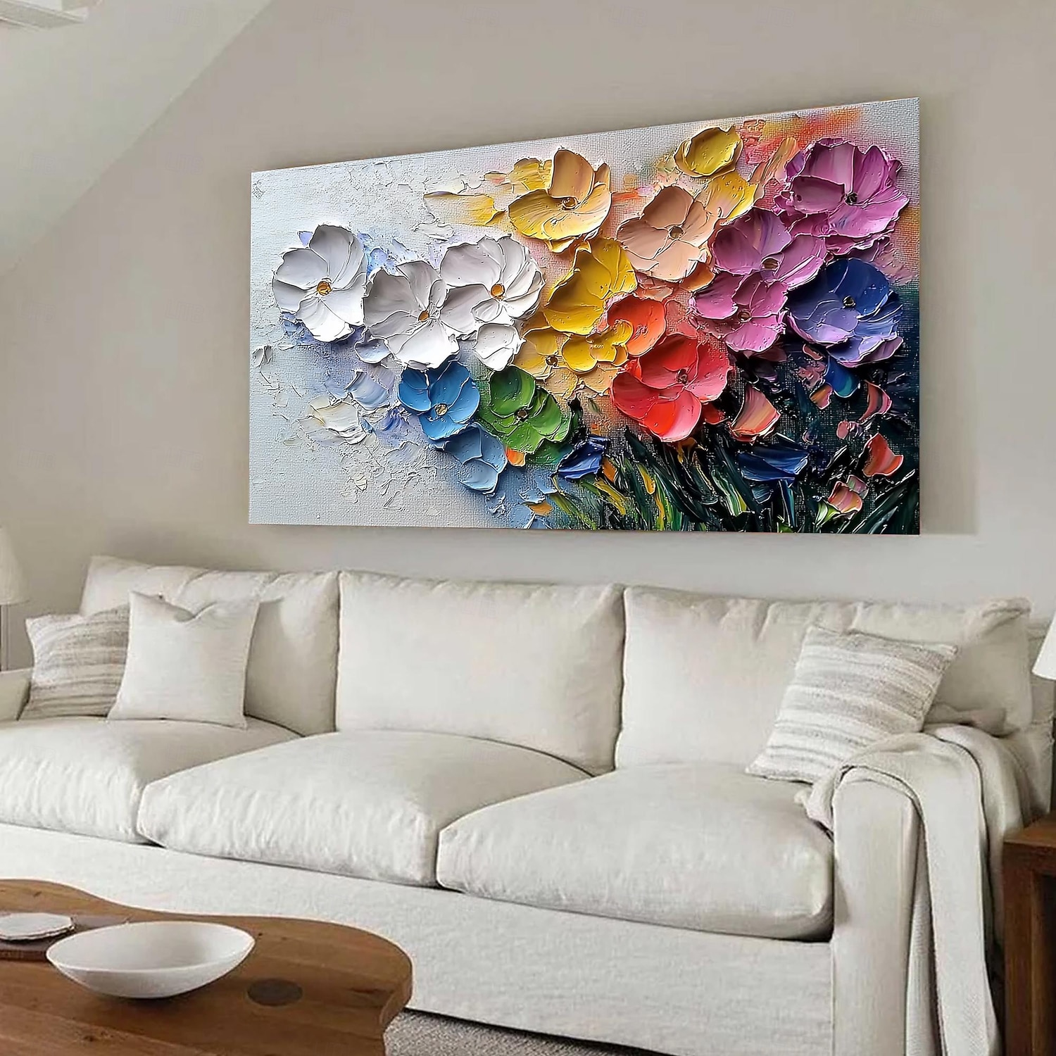 Handmade Original 3D Texture Flowers Oil Painting On Canvas Abstract ...
