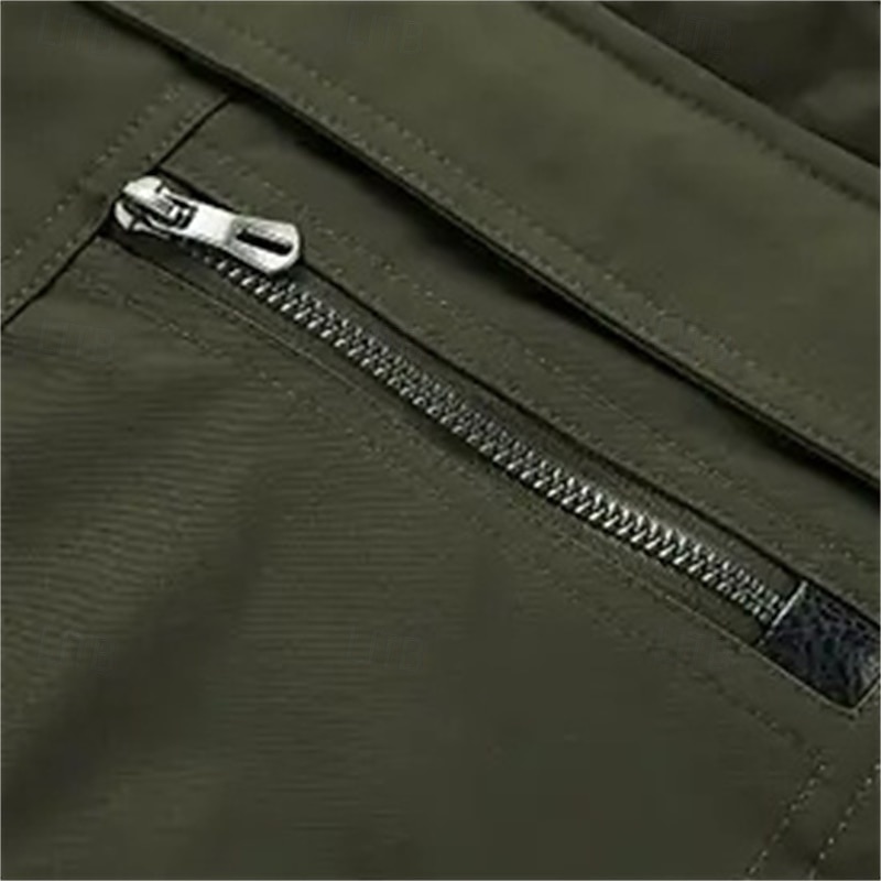 Męskie Kurtka polarowa Kurtka cargo Codzienny Urlop Keep Warm Kieszeń Polar Jesień i zima Równina Moda Moda miejska Kołnierz stawiany Regularny Czarny Khaki Zieleń wojskowa Kurtki 2026 - $87.99 –P4