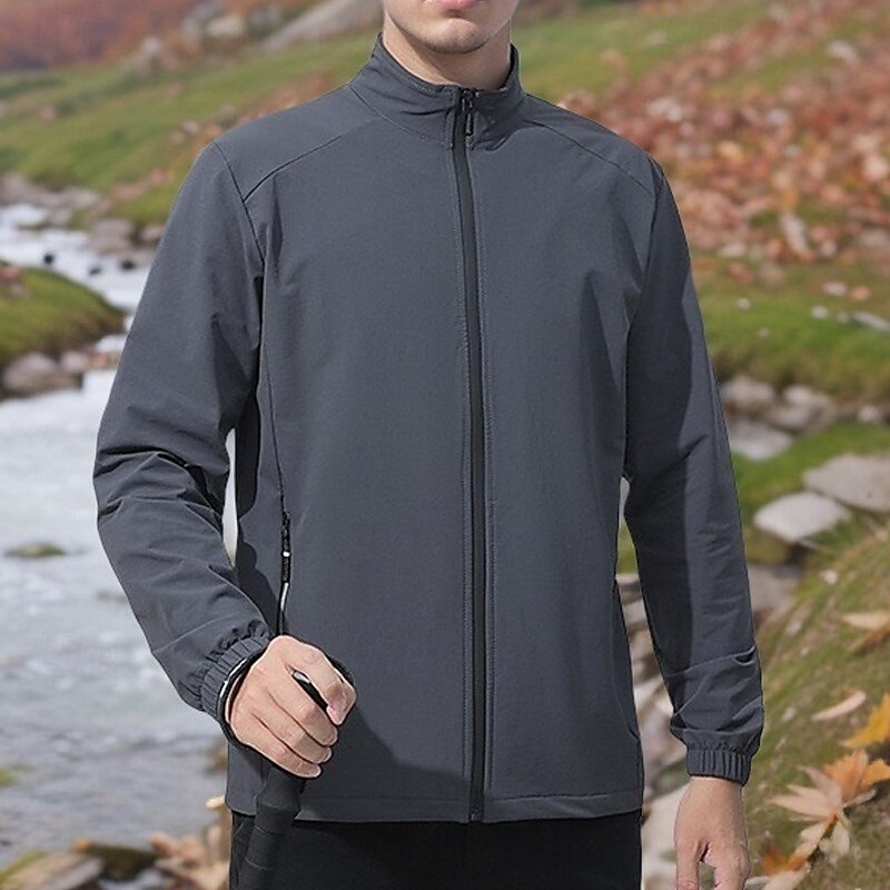 Hombre Chaqueta Softshell Chaqueta para senderismo Al aire libre Resistente al Viento Resistente al Agua Chaqueta cortavientos Viaje Gris oscuro Negro 2025 - $34.39 –P13