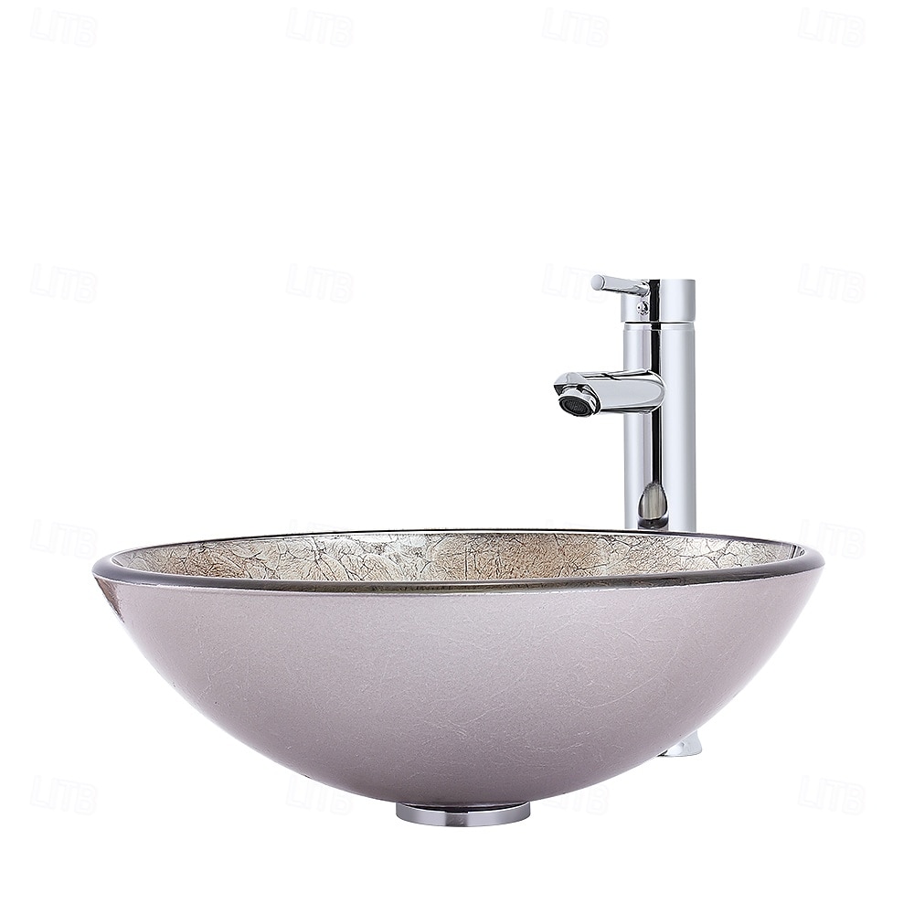 lavandino da appoggio per il bagno con rubinetto e scarico, lavabo combinato con tubo di scarico, lavabo da appoggio per il bagno, lavabo in vetro temperato, lavabo da appoggio, lavabo da appoggio del 2025 a $323.99 –P4