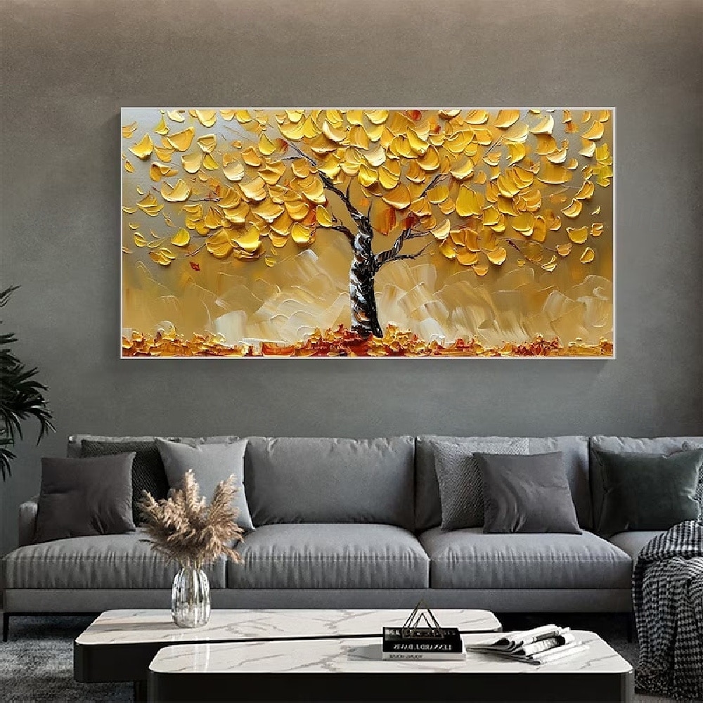 handgefertigte abstrakte goldene Baumgemälde auf Leinwand handgemalt reich strukturierte Acrylmalerei moderne Ölgemälde Wandkunst handgemaltes Kunstwerk Ölgemälde für Wohnzimmer Wanddekoration 2025 - $116.99 –P3