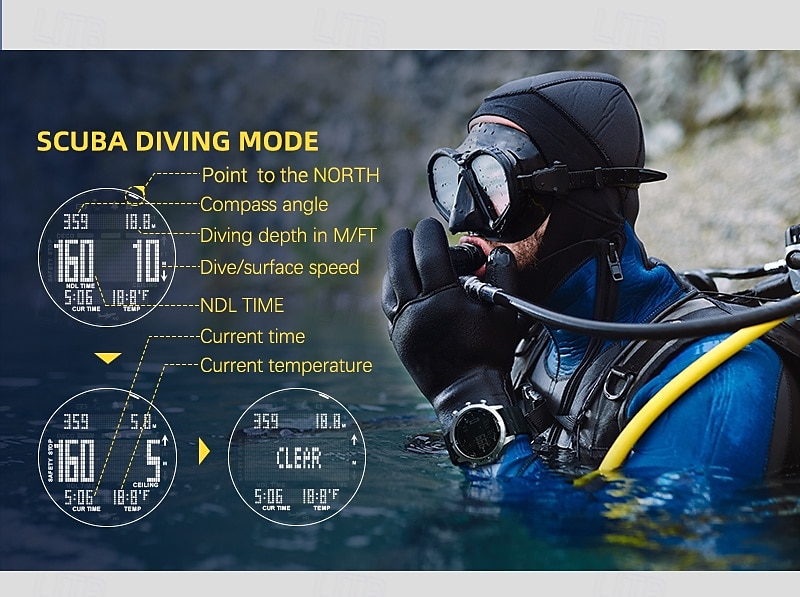 NORTH EDGE Men's Professional Diving Computer Watch Free/Scuba Diving 50M Dive Watches Altimeter Barometer Compass Digital Clock 2025 - $146.99 –P5