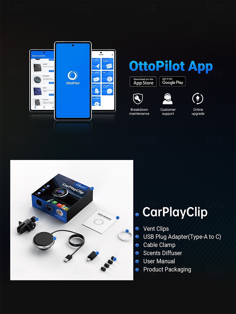 2025年 ottocast ワイヤレス CarPlay アダプター、ディスプレイとカスタマイズ可能な画面付き、有線からワイヤレス CarPlay ドングル、プラグ アンド プレイ、自動 CarPlay アダプター  コレクション – $96.99 –P14