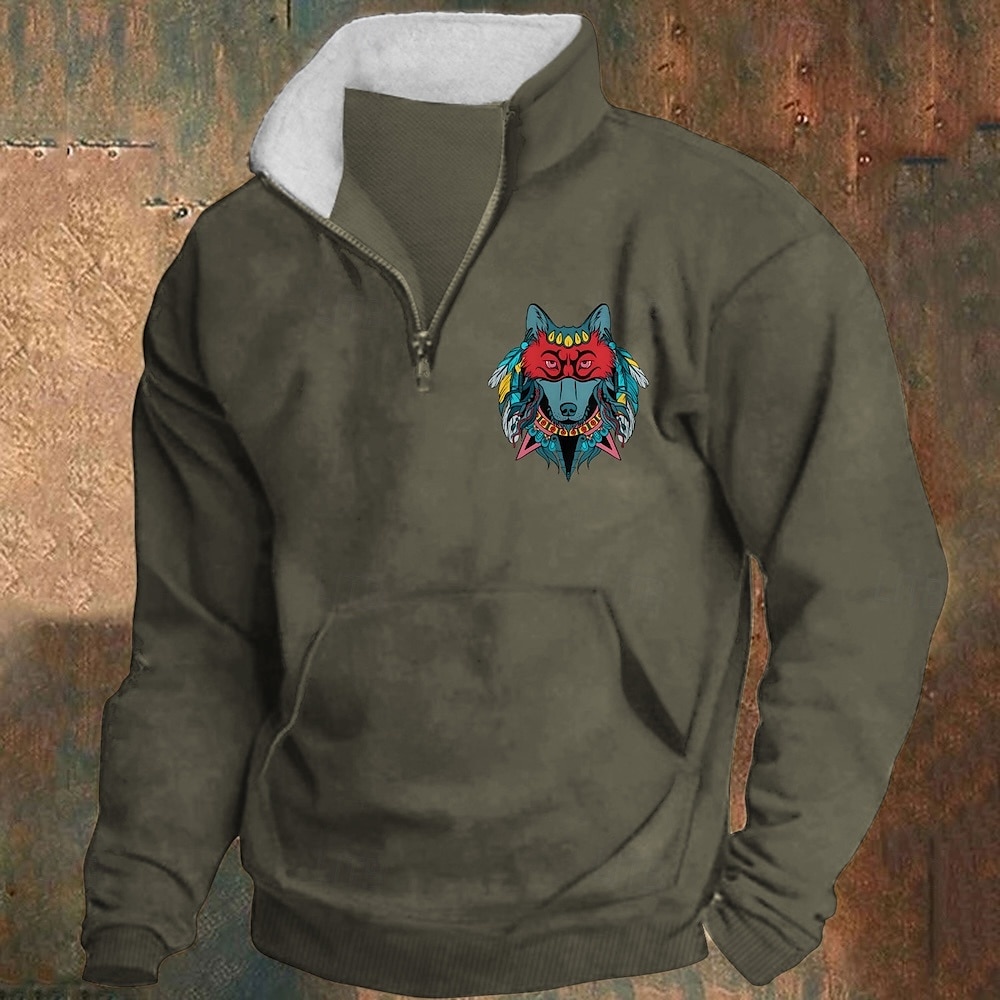 Hombre Sudadera Sudadera Con Capucha Sudadera con un cuarto de cremallera Negro Verde Ejército Rojo Azul Marino Caqui Media cremallera Graphic Estampado Estampado Cremallera de un cuarto Navidad 2025 - $26.99 –P4