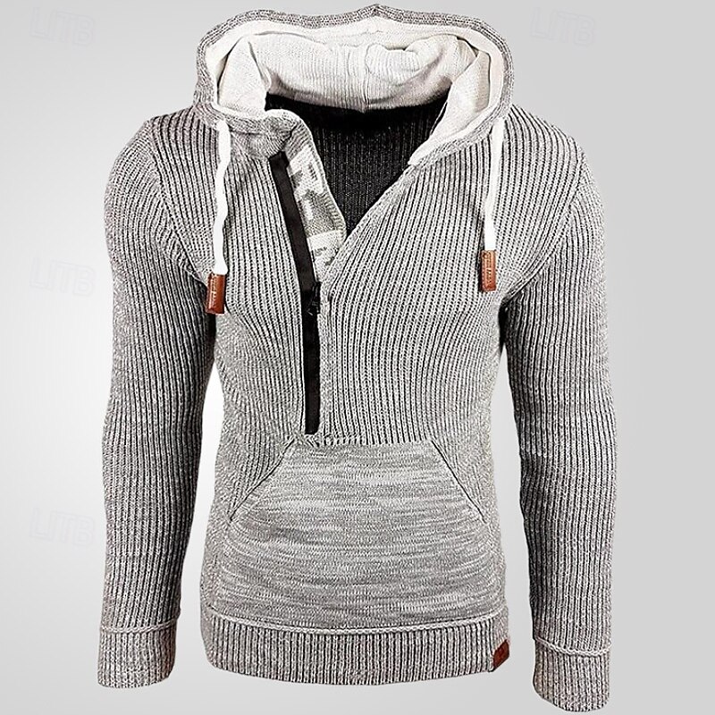 Homme Pull Pull en tricot A côtes Tricoter Normal Demi-zip Tricoté Bloc de couleur Capuche Mode basique Usage quotidien Rendez-vous Vêtement Tenue Automne hiver Noir Jaune S M L de 2025 ? $37.99 –P8