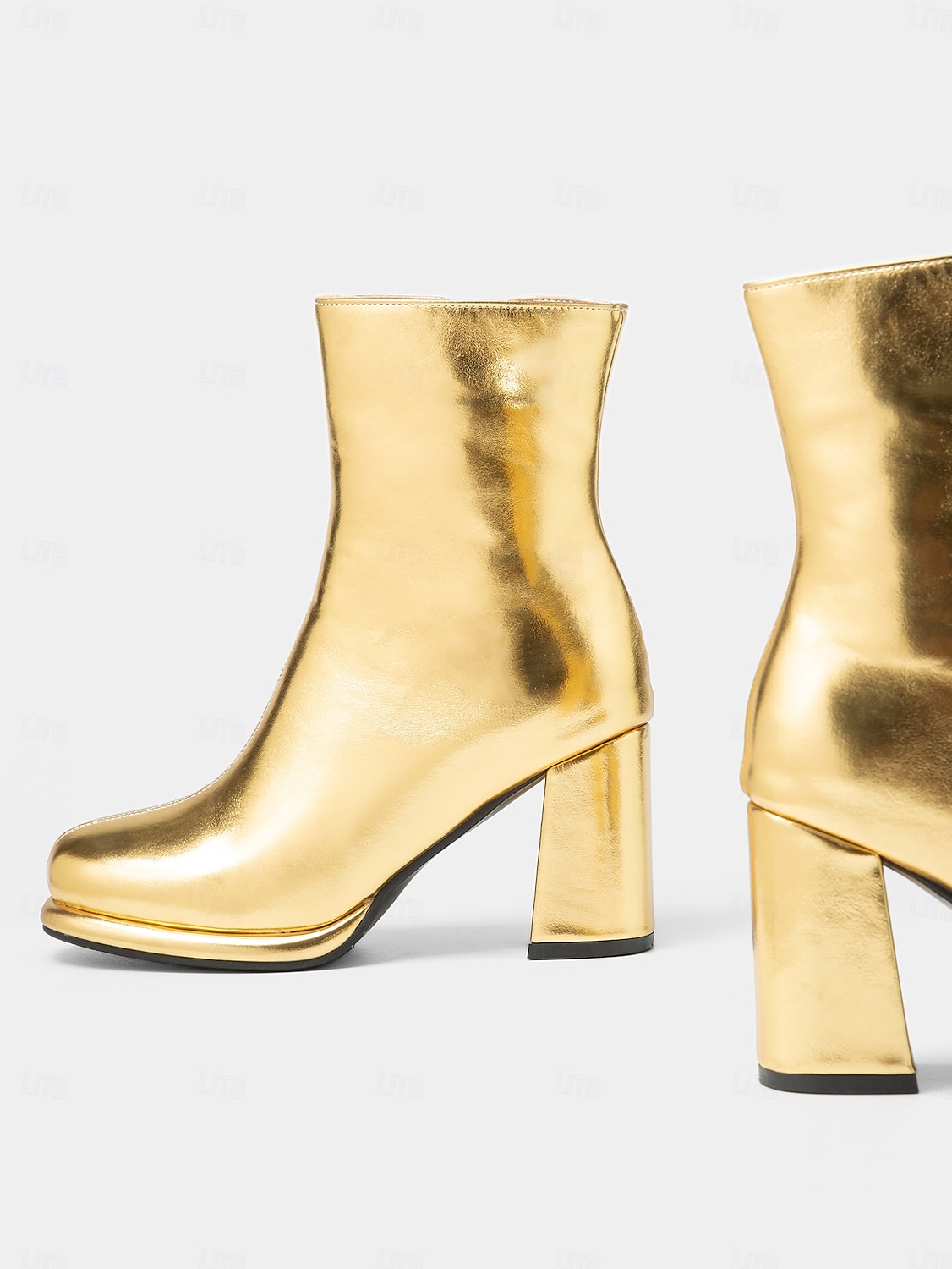 Women's Gold Metallic Ankle Boots – Block Heel Shiny Fashion Boots for Parties and Special Occasions 2025 - $69.99 –P3