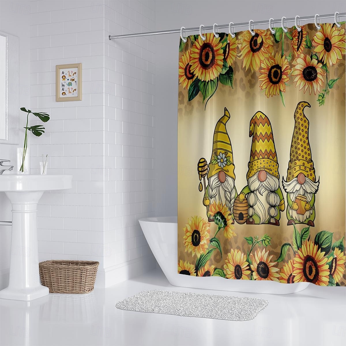Dusjforheng med kroker 180cm*180cm (70"*70") Polyester Vaskbart Vanntett Blomster Sommerfugl Mønster Bad Dekor 2025 - $22.99 –P7
