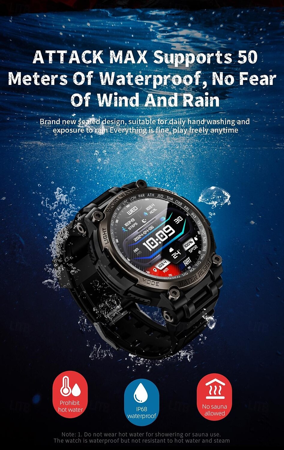 LOKMAT ATTACK MAX Smart Watch 1.53 inch Smartwatch Fitness Running Watch Bluetooth Pedometer Call Reminder Sleep Tracker Compatible with Android iOS Women Men Long Standby Hands-Free Calls Waterproof 2025 - $55.99 –P6