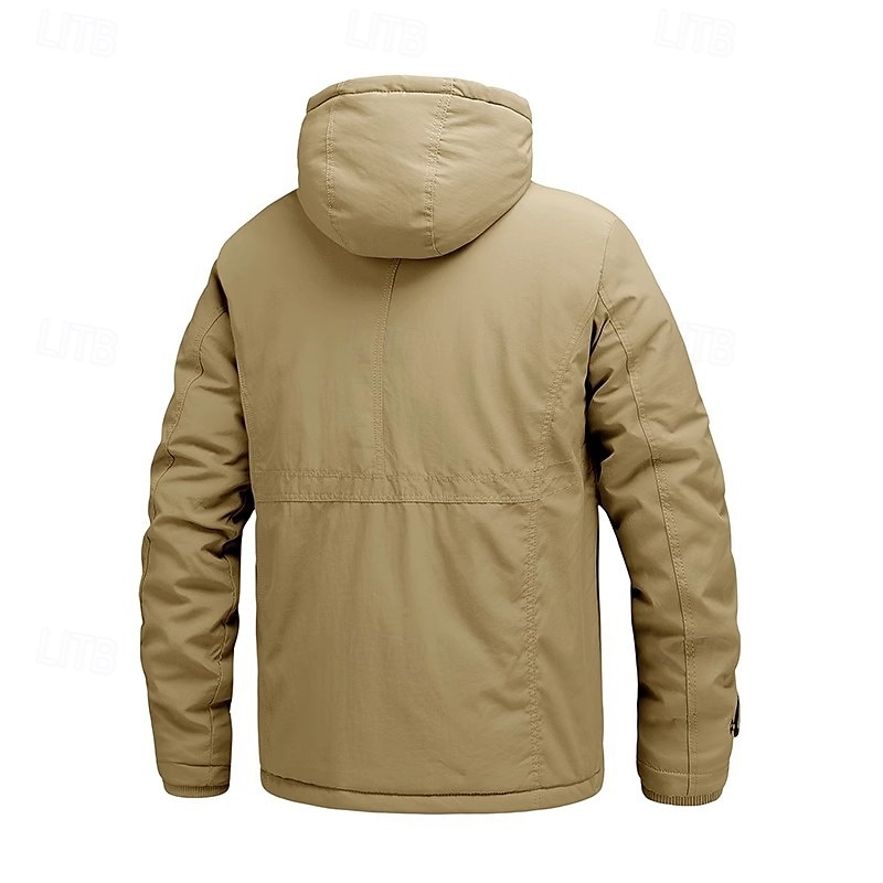 Herr Utomhusjacka Fleece-jacka Sport & Utomhus Håller värmen Fleecefoder Avtagbar huva Vinter Höst Aktiv Sport Normal Svart Marinblå Kaki Armégrön Jacka 2025 - $86.99 –P5