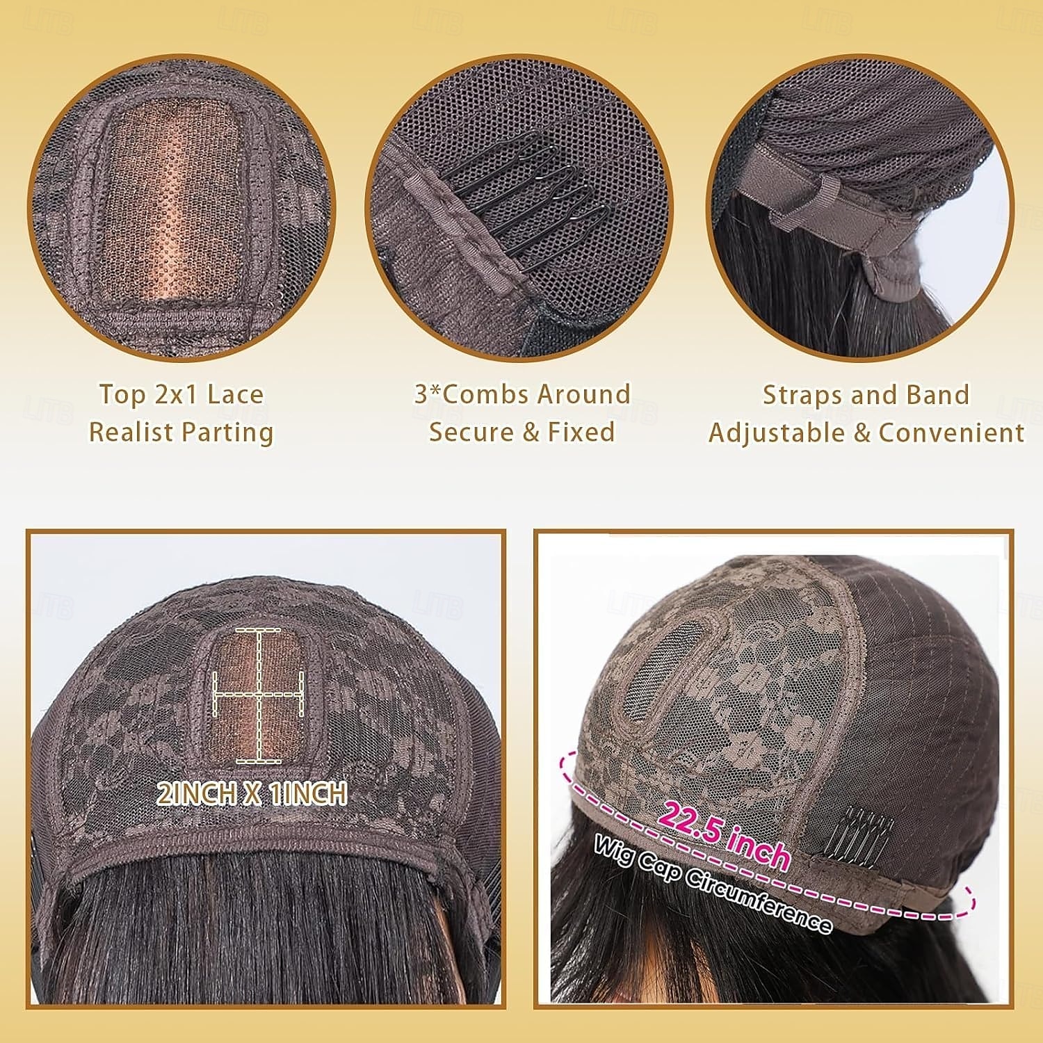 Parrucche frontali in pizzo HD 2x1 Parrucche per capelli umani con frangia per donne nere Parrucche con chiusura in pizzo senza colla per principianti Parrucche vergini brasiliane al 100% con riga del 2025 a $87.99 –P5