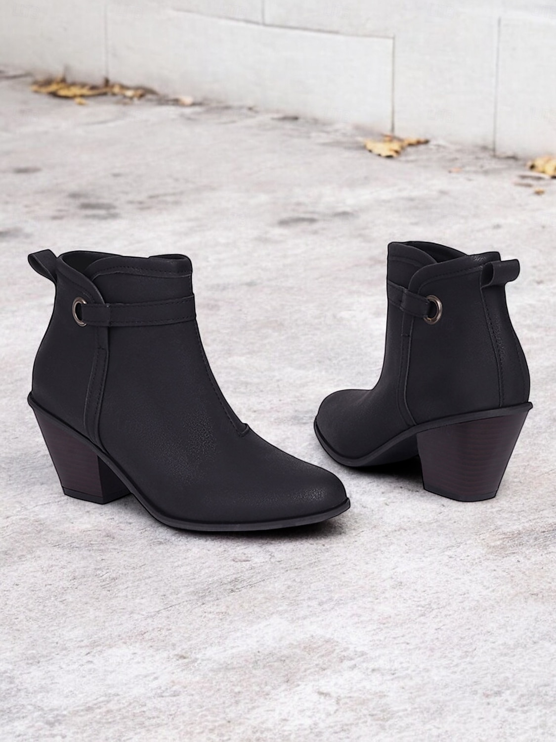 Botines estilo western vintage para mujer con tacones gruesos en bloque: botines de piel sintética con cremallera lateral para uso informal y al aire libre 2025 - $59.99 –P7
