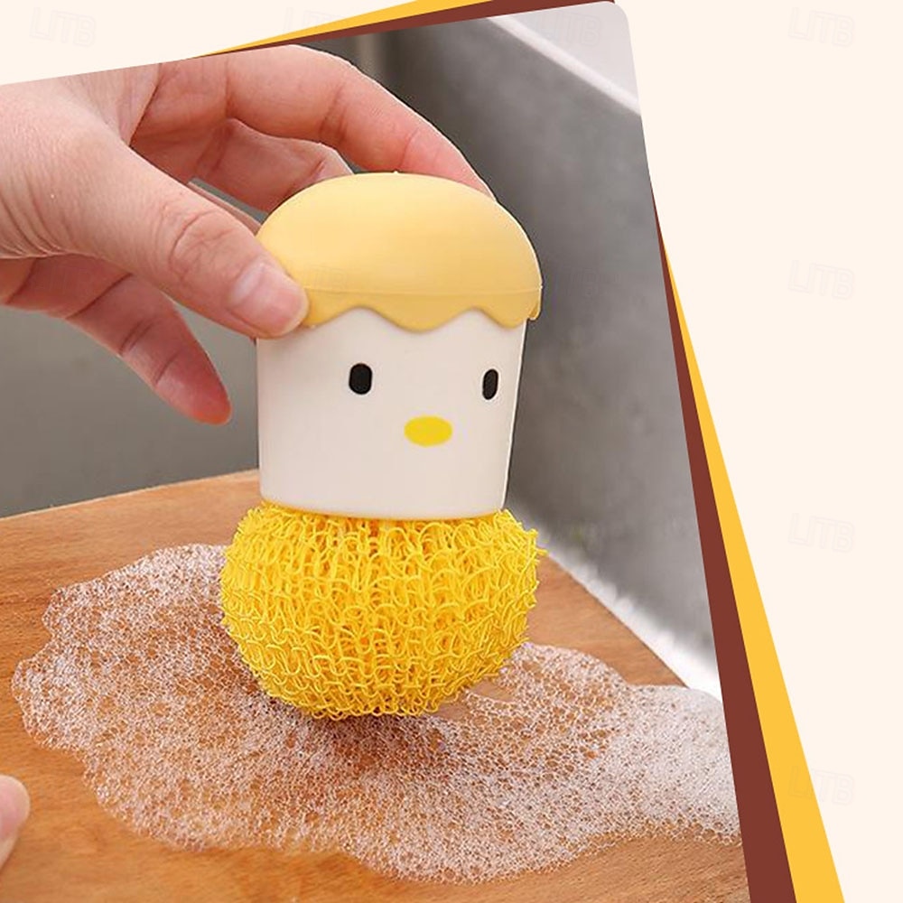 spazzola per la pulizia dei cartoni animati, utensile da cucina per strofinare pentole e padelle, spazzola con manico per lavare i piatti, strumento essenziale per la pulizia della casa del 2025 a $7.99 –P7