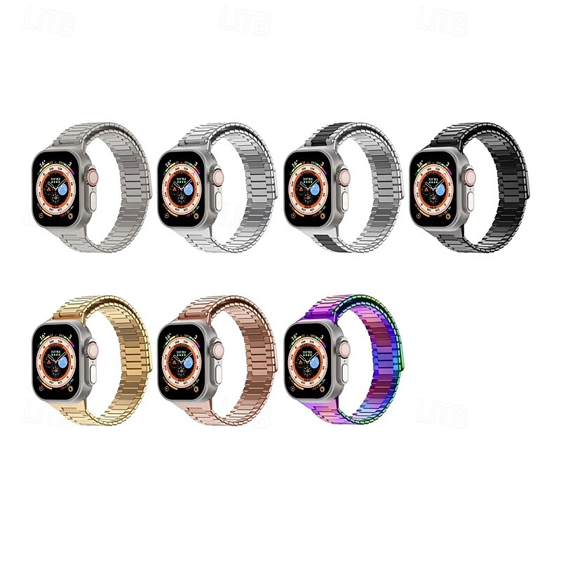 Solo Loop Kompatibilis valamivel Apple Watch óraszíj 38mm 40mm 41mm 42mm 44mm 45mm 49mm Mágneses kapocs Fém kapocs Állítható Rozsdamentes acél Csere óraszíj mert iwatch Ultra 2 Series 9 8 7 SE 6 5 4 2025 - $23.99 –P1