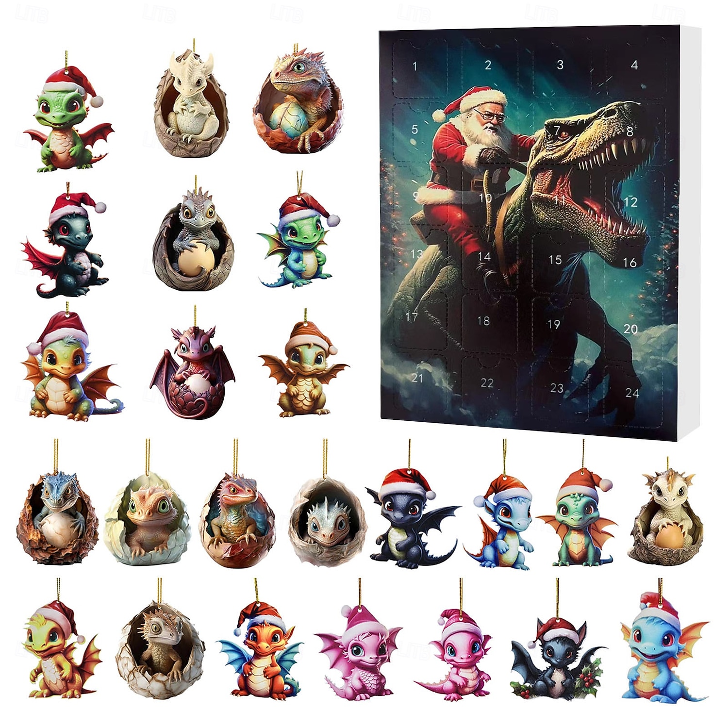 24 kpl adventtikalenteri söpö eläinkokoelma, joulu 24 päivän lähtölaskenta tytöille pojille taaperoille, adventtikalentereita yllätysjoululahjoja lapsille dinosaurusleluja 2025 - $21.99 –P7