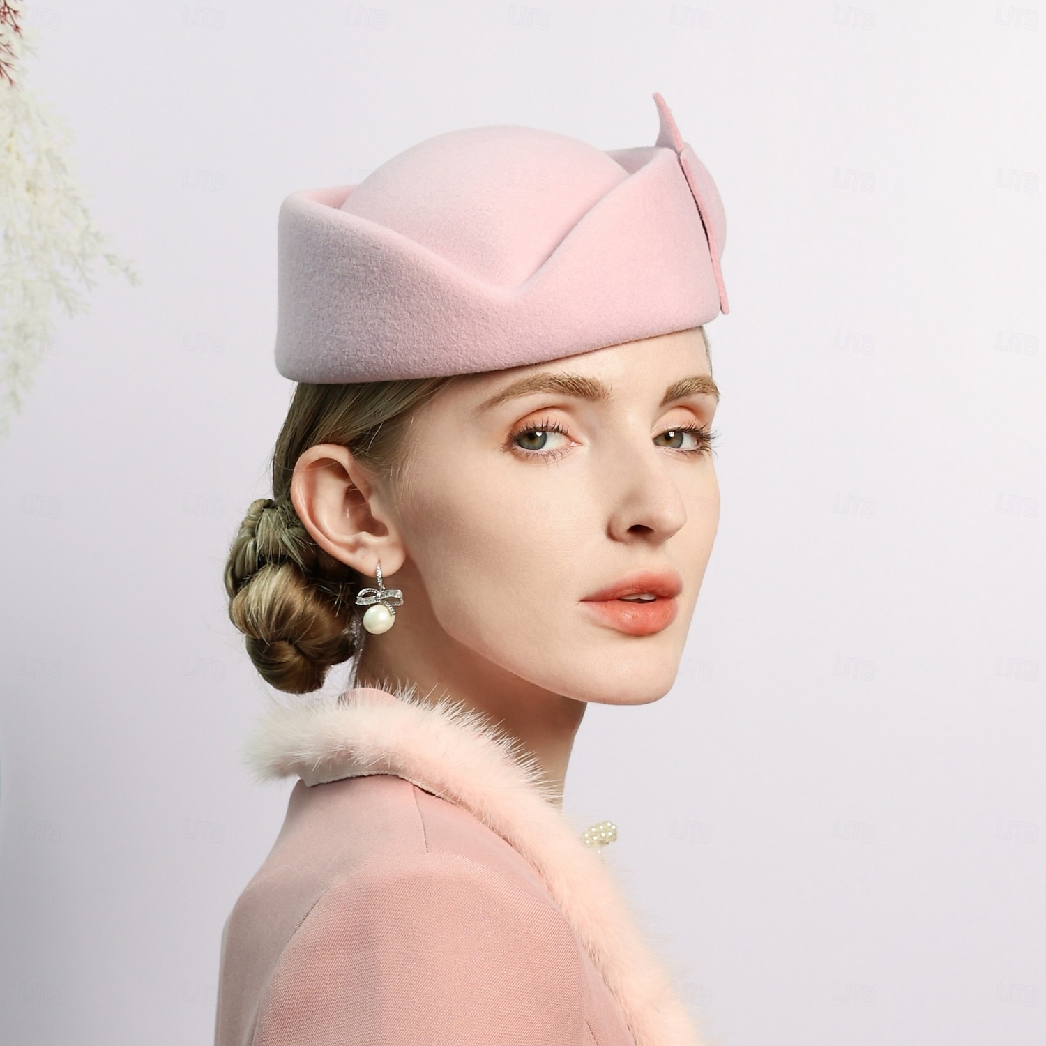 hoed 100% Wol Damesbaret Fedorahoed Bruiloft cocktail Elegant Bruiloft Met Strik Pure Kleur Helm Hoofddeksels 2026 - $49.99 –P7