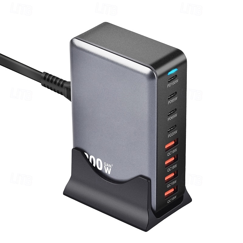200 Вт usb c зарядное устройство блок gan 8-портовый usb c быстрая зарядная станция pps pd 65 Вт ноутбук зарядное устройство адаптер 2025 - $87.99 –P9