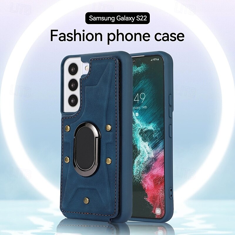 Phone Case For S23 Ultra Plus S23 S22 S22 Plus  Ultra S21 FE S21 S21 Ultra Plus A54 A34 A14 S20 Plus S20 Ultra Back Cover Ring Holder Shockproof Retro TPU PU Leather 2025 - $18.99 –P10
