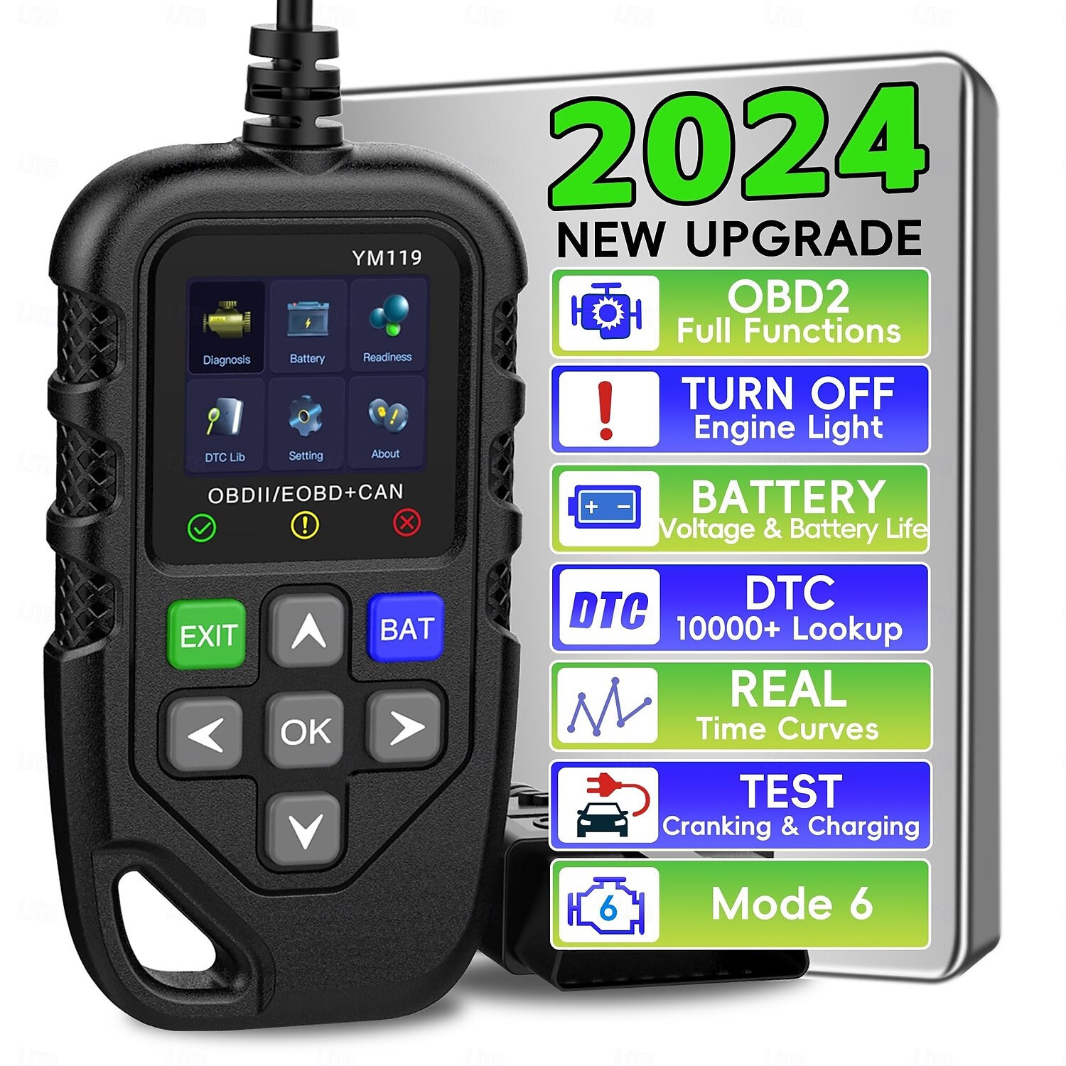 obd2 scanner diagnostikverktyg förbättrad kontrollmotorkodläsare med återställning obdii/eobd bildiagnostisk scan-verktyg för alla fordon efter 1996 2025 - $52.99 –P1