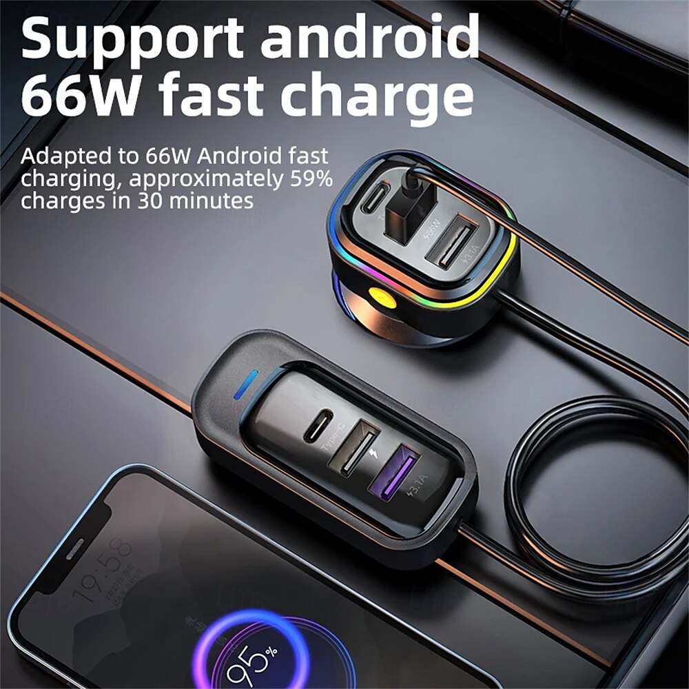 81W Car Charger Adapter 6 in 1 Back Row with Clips Fast Charging Type C Slot Universal 81W Super Fast Car Charging 2025 - $28.99 –P2