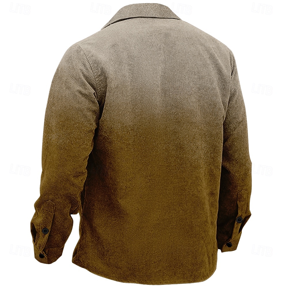 Christmas Men's Wolf Corduroy Shirt Shirt Jacket Overshirt Long Sleeve Vintage Tribal Outdoor Dailywear Fall & Winter Turndown Collared Shirts Buttons 3D Print 2 Pockets 1pc Black Grey Army Green Red 2025 - $37.99 –P2