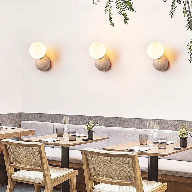 Apliques de pared de estilo japonés wabi-sabi, lámparas de pared con pantalla de vidrio lechoso, luces de pared de piedra 2025 - €59.99 –P5