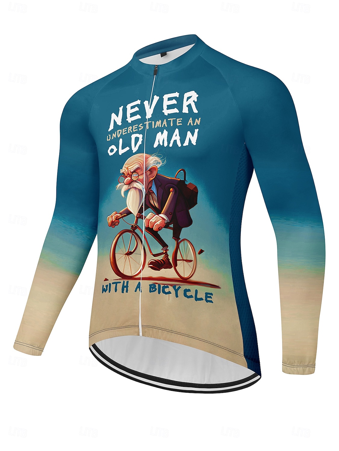 heren fietsshirt lange mouw fietsshirt met 3 achterzakken antislipband snel drogende reflecterende strepen achterzak blauwe sportkleding 2025 - $32.99 –P9