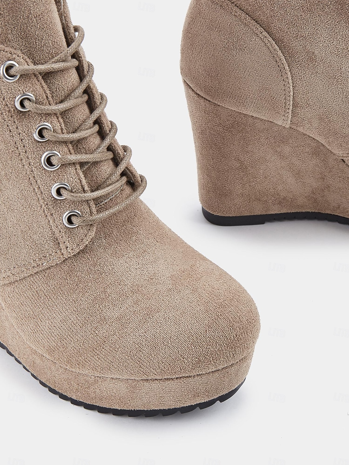 Women's Faux Suede Wedge Ankle Boots with Lace-Up Design - Comfortable Platform Boots for Casual and Everyday Wear 2025 - $34.99 –P3
