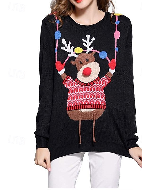 Jul Reinsdyr Jerseysjakke Genser Stygg julegenser Animé 3D Morsom Til Dame Voksne Jul Karneval 3D-utskrift Fest Fritid / hverdag 2025 - $30.99 –P1