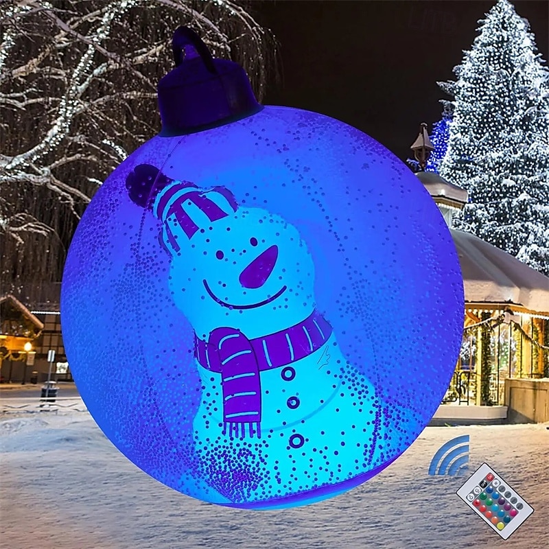 60 cm transparenter aufblasbarer RGB-Weihnachtsballon mit Licht, riesige große Weihnachtsdekoration für draußen, aufblasbarer Weihnachtsball aus PVC für Weihnachtsdekoration im Garten, Hof und auf der Terrasse 2025 - $29.99 -P9