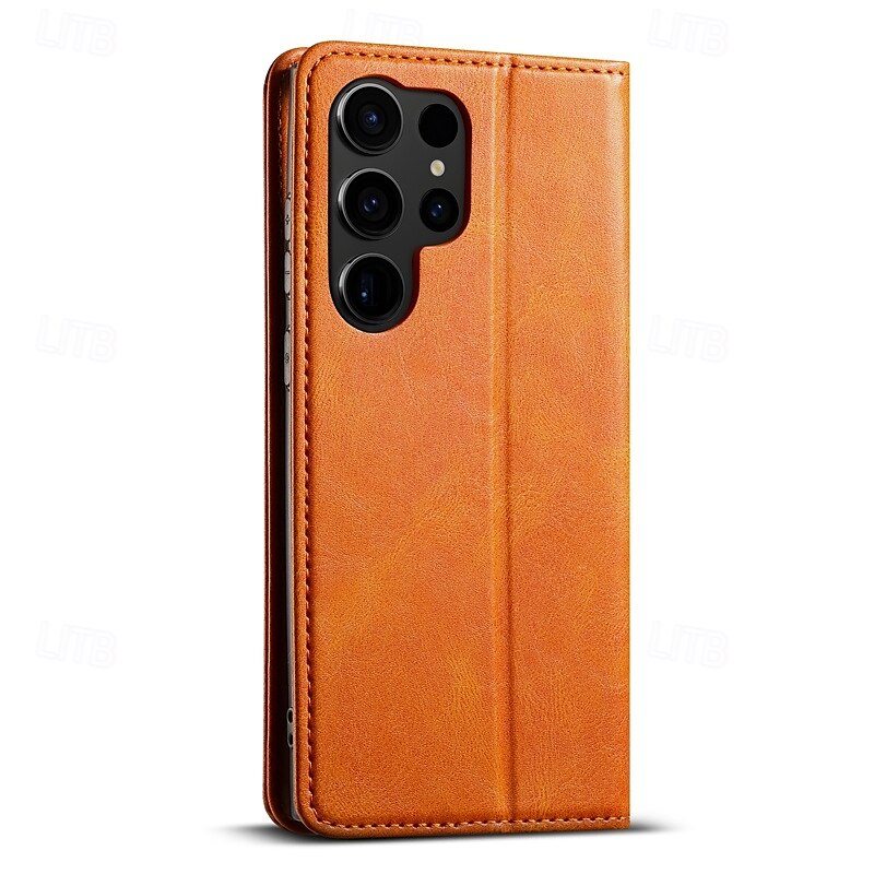телефон Кейс для Назначение S24 S24 Ultra Plus S23 Ultra Plus S23 S22 S22 Плюс Ультра Кейс на заднюю панель со стендом Разъем для карты Защита от удара Ретро ПК Кожа PU 2025 - $18.99 –P15