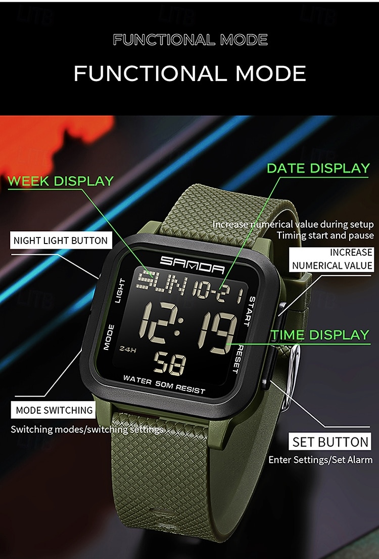 SANDA Men Digital Watch Sports Fashion Casual Business Luminous Alarm Clock Waterproof Decoration TPU Watch 2026 - $26.99 –P7