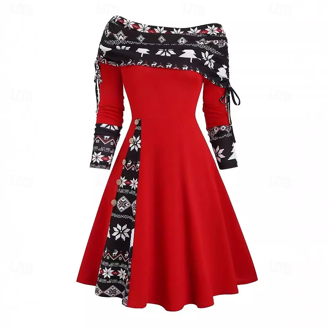 Schneeflocke Flapper Kleid Cocktailkleid Party Kleid Damen Elegant Dame Schulterfrei Erwachsene Weihnachten Neujahr Heiligabend Weihnachten Party Kleid 2025 - $35.99 –P1