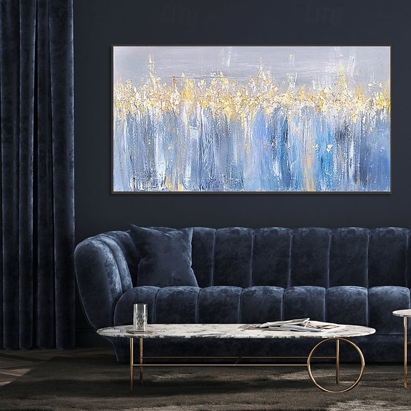 Handmade Colorful abstract blue gold Oil Painting on Canvas Large hand painted Abstract Textured Boho modern oil painting Wall Art Contemporary Minimalist artwork for Living Room bedroom home Decor 2025 - $61.99 –P7