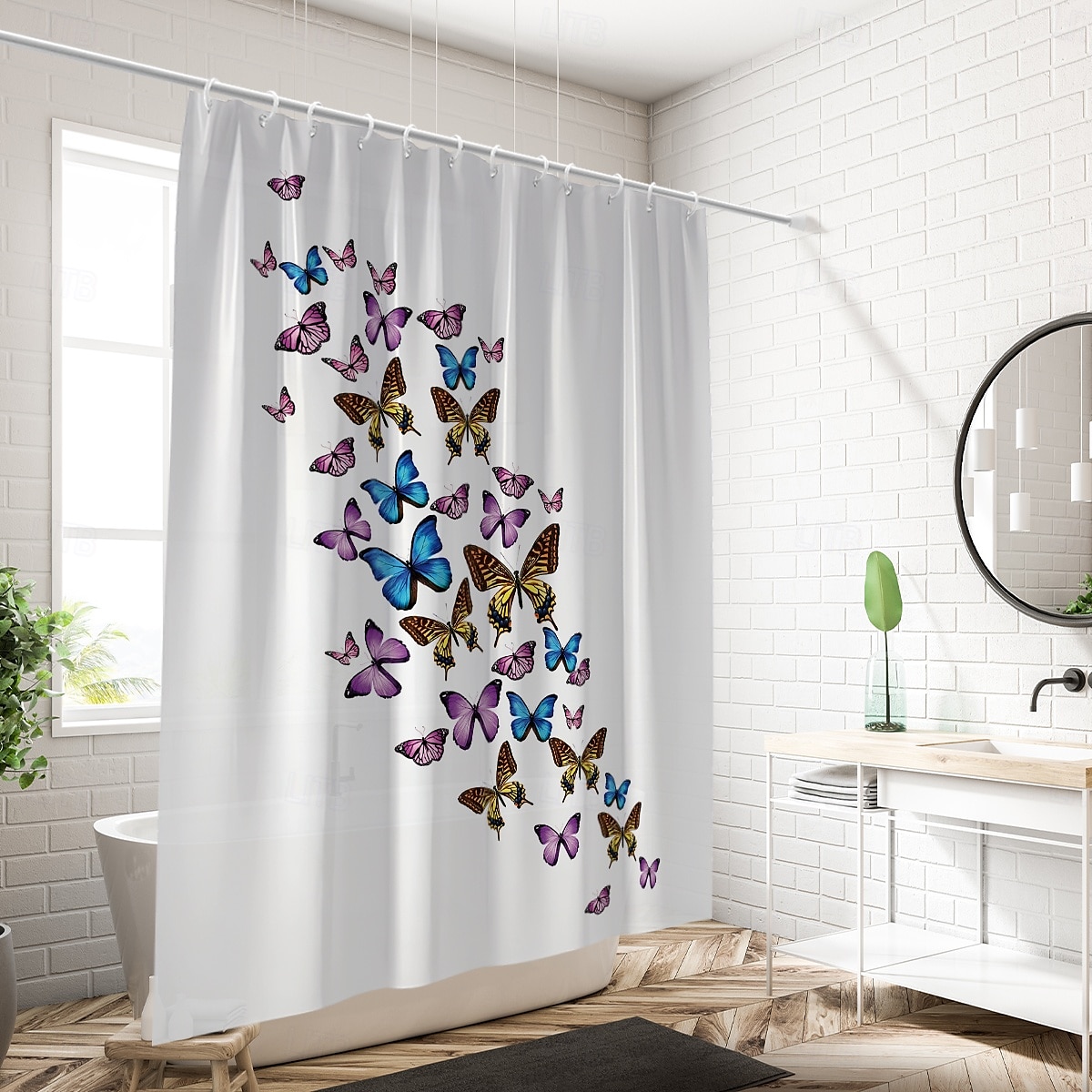 Shower Curtain with Hooks 180cm*180cm(70"*70") Polyester Washable Waterproof Pattern Bathroom Bathtub Decor Vintage Butterfly 2025 - $22.99 –P4