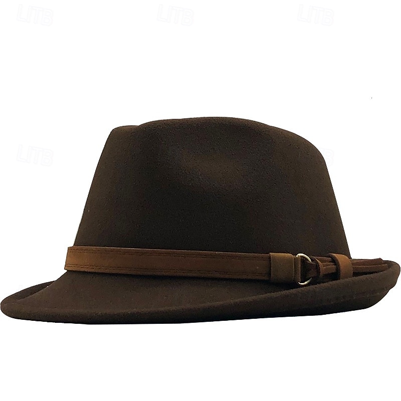 Men's Sun Hat Cowboy Hat Panama Hat Fedora Trilby Hat Black Wine Woolen Vintage Style Fashion 18th Century State of Texas Daily Theme Party Solid / Plain Color Sunscreen Cosplay 2026 - $13.49 –P6