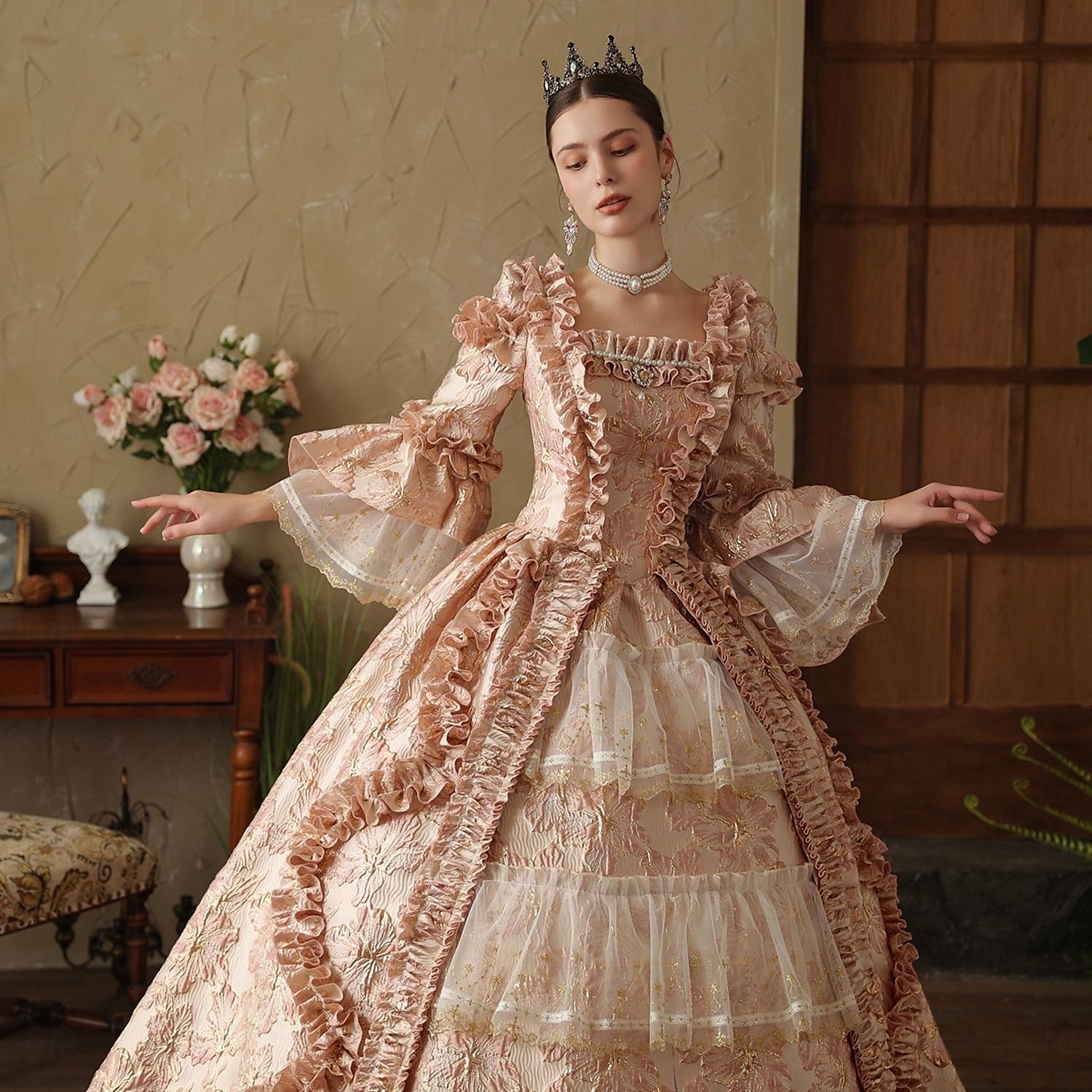 Gothic Rococo Vintage Inspired Dress Cosplay Wigs Party Costume Princess Shakespeare Solid Color Ball Gown Women's Christmas Halloween Carnival Party Evening Party Masquerade Adults' Dress All Seasons 2025 - $287.99 –P3