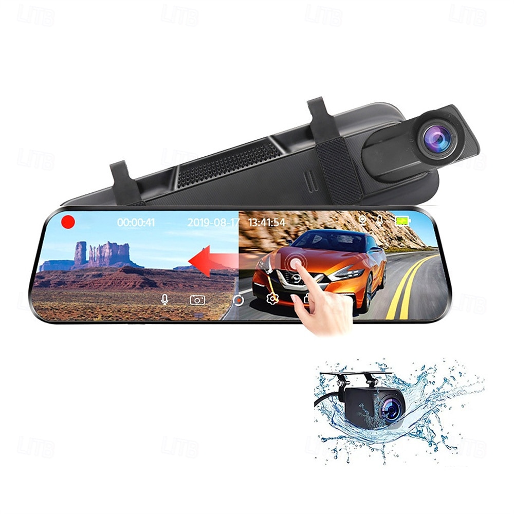 2025年 タッチスクリーンミラー 1080p ダッシュカメラ 車載 DVR ミラー フロントとリア デュアルレンズカメラ ダッシュカム HD 1080p リアビューミラー 1080p ダッシュカム ビデオカメラ  コレクション – $79.99 –P10