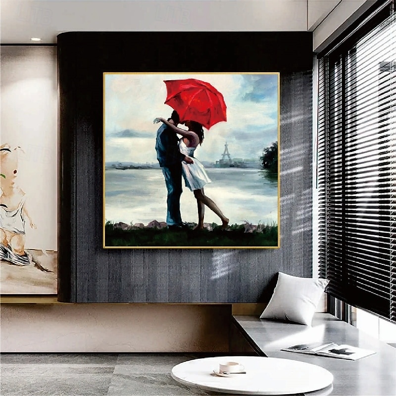 Ölgemälde, handgefertigt, umarmendes Liebespaar, Ölgemälde – handgemaltes impressionistisches Ölgemälde „Pariser Liebende“ auf Leinwand, Spachtelkunst, Ölgemälde, bestes Geschenk für Wohnzimmer 2025 - $125.99 –P1