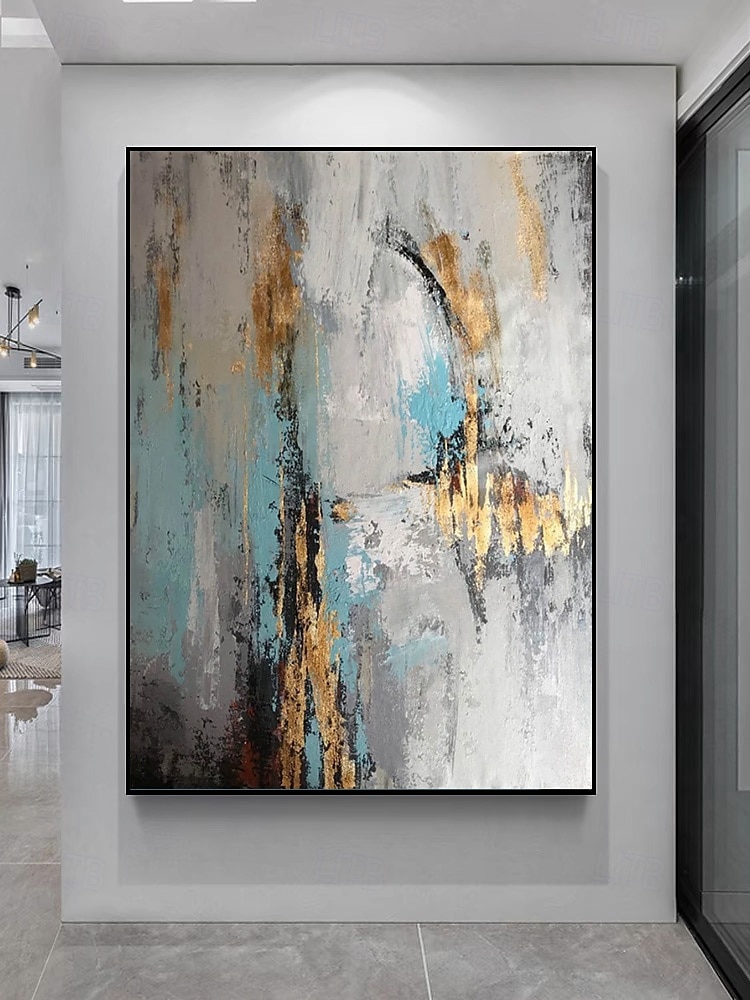 2025年 手描きの緑のミニマリズム絵画 ベージュの壁アート キャンバスに描かれた大きな白い抽象的な金箔の油絵 リビングルームのホームデコレーション フレームなし  コレクション – $74.99 –P3