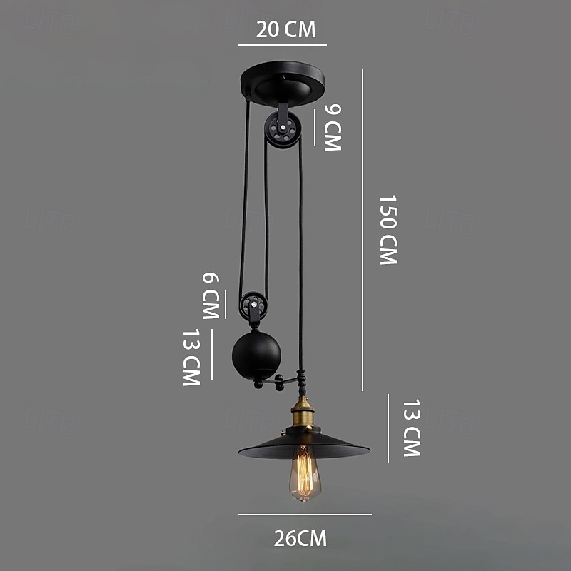 Iron Indoor Island Pulley Chandelier Retro Pendant Light Finish with Highlights Metallic Interior Ceiling Hanging Lamp 2025 - $89.99 –P6