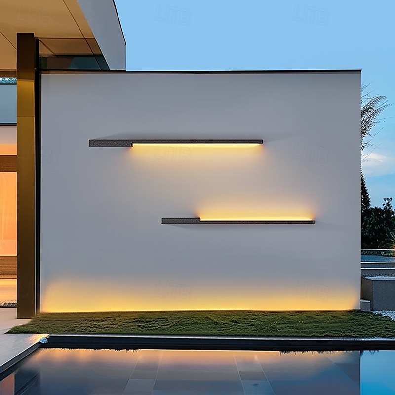Lâmpada de parede longa externa moderna à prova d'água para jardim de villa, lâmpada de varanda, lâmpada de pátio, lâmpada de tira longa de led, 1 luz, 110-240v, 20 w de 2025 por $207.49 –P11