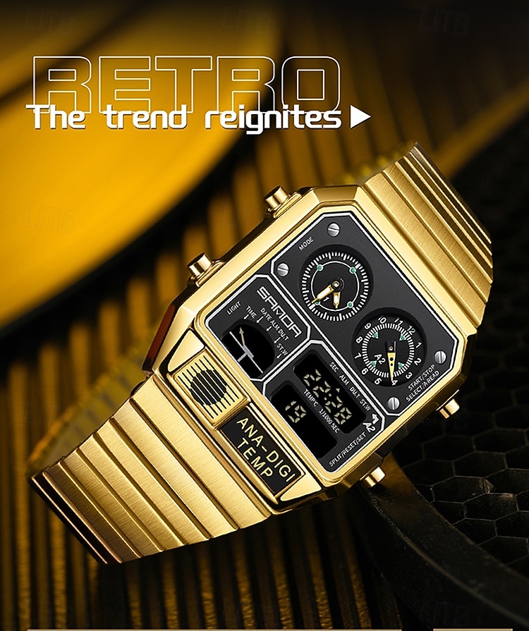SANDA Men Digital Watch Sports Fashion Casual Business Minute Repeater Stopwatch Alarm Clock Waterproof Steel Watch 2026 - $48.99 –P12