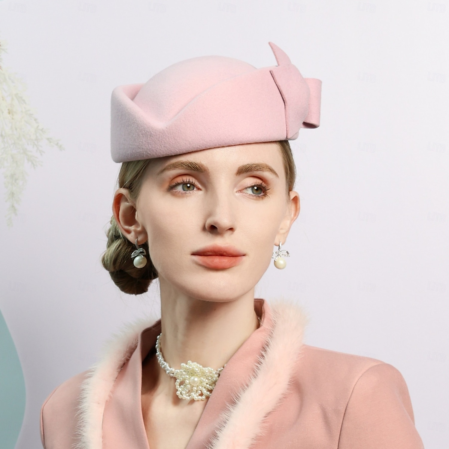 hoed 100% Wol Damesbaret Fedorahoed Bruiloft cocktail Elegant Bruiloft Met Strik Pure Kleur Helm Hoofddeksels 2026 - $49.99 –P8