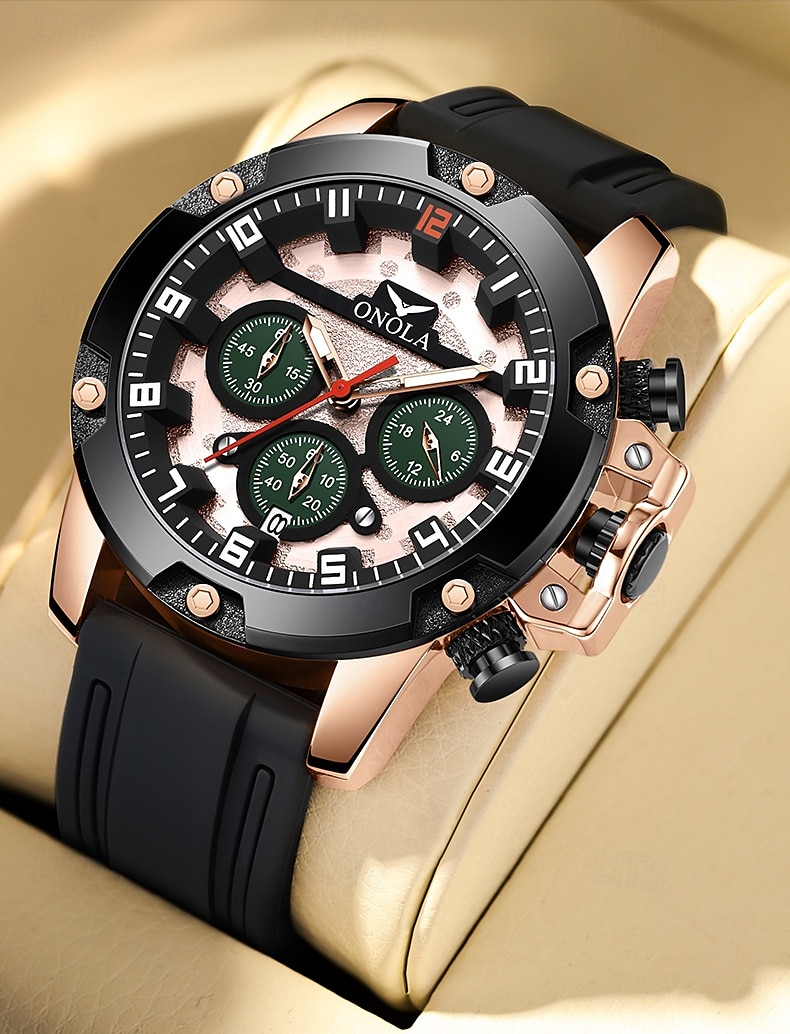 relógios onola para homens 6858 relógios de quartzo luminosos multifuncionais esportivos pulseira de silicone relógio masculino à prova d'água de 2025 por €29.78 –P1