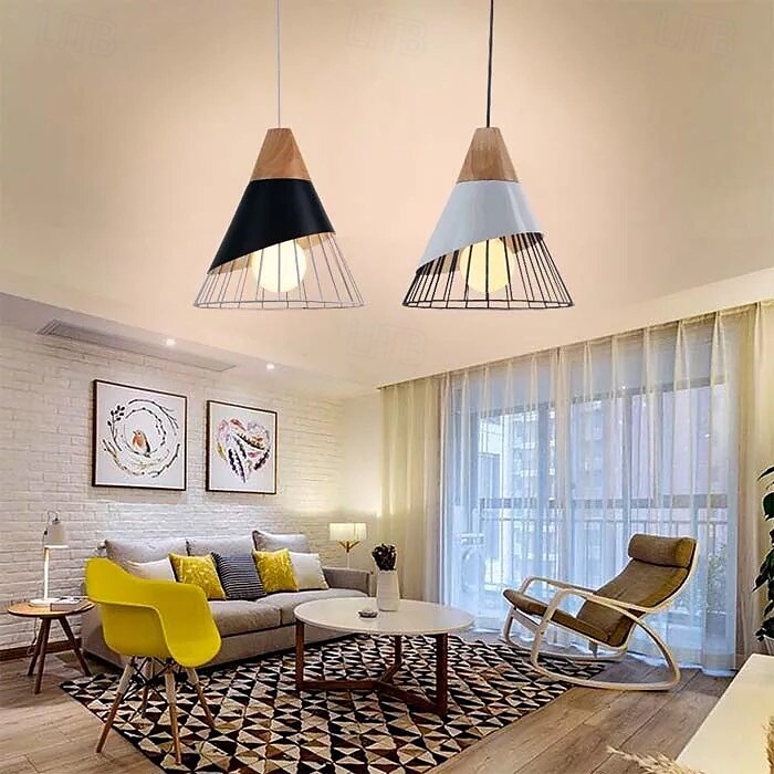 lampada a sospensione macaron nordica lampada a sospensione moderna a led e27 lampada a sospensione a led ferro legno 110-240v del 2025 a $111.99 –P5