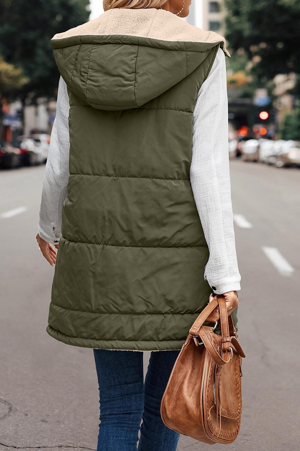Colete feminino com capuz dupla face, lapela de lã, jaqueta curta acolchoada de algodão de 2025 por $62.99 –P2