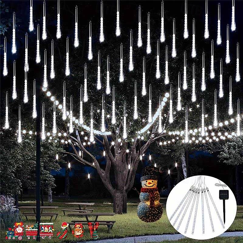 1 Stück Solar-Meteorschauerlicht, 30 cm, 8 Röhren, 192 LEDs, Weihnachtsbaumbeleuchtung für die Traufe, Weihnachtsbaum- und Gartendekoration 2025 - $26.99 –P10