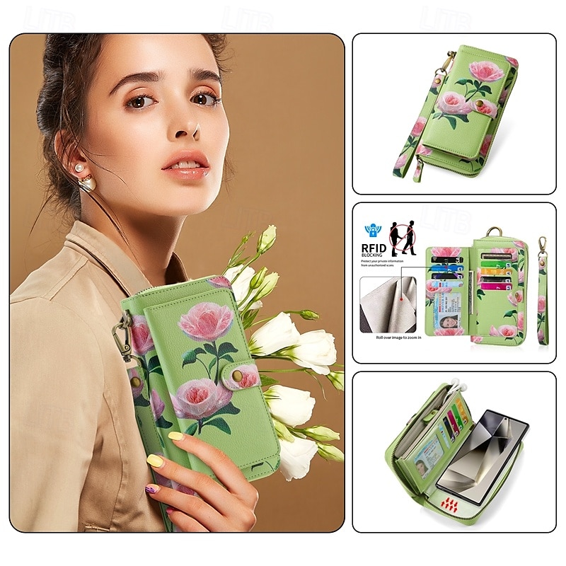 Phone Case For S24 S24 Ultra Plus S23 Ultra Plus S23 S22 S22 Plus Ultra Back Cover Wallet Case Zipper with Wrist Strap Card Slot Retro TPU PU Leather 2025 - $34.99 –P12